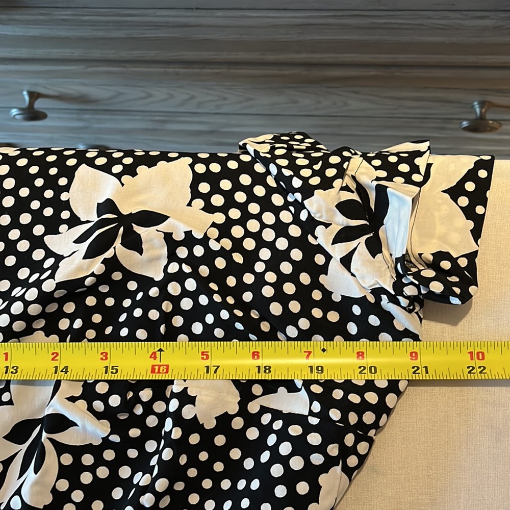 Anthropologie Black and White Floral Wrap Dress - Picture 6 of 6